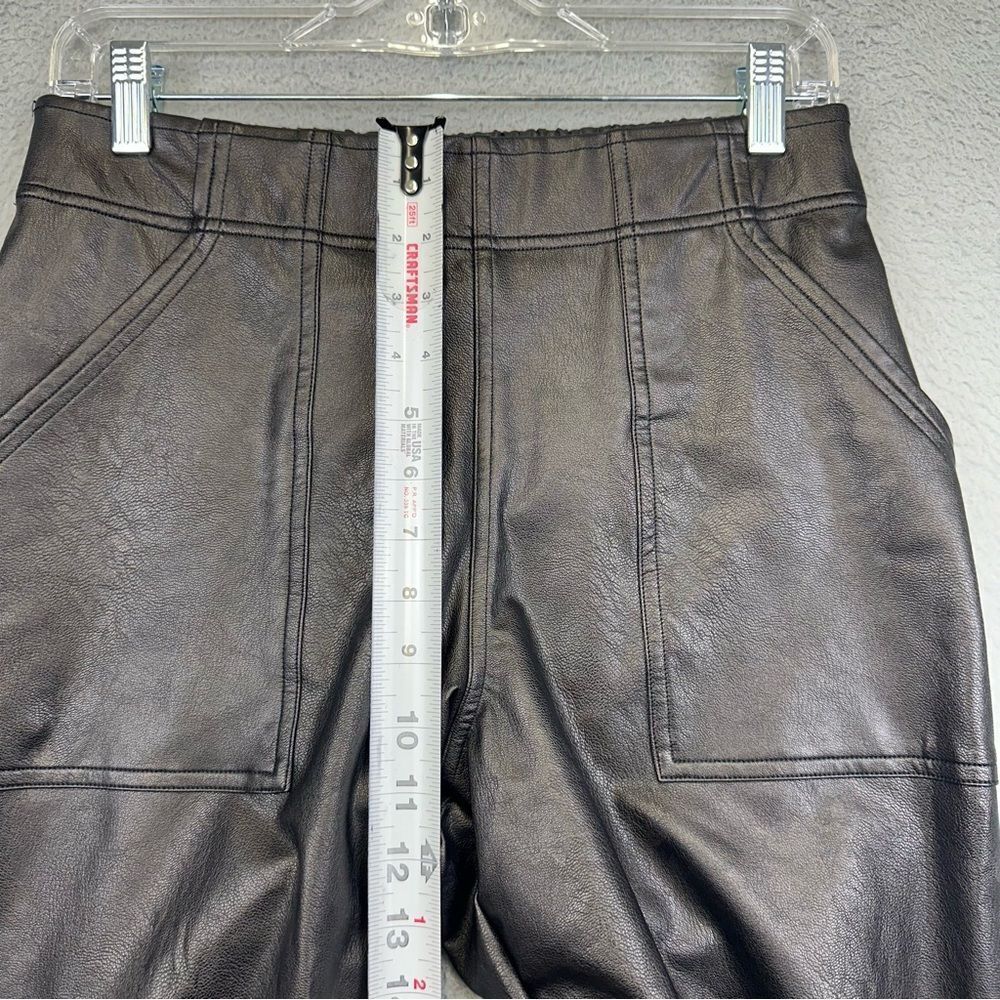 Spanx Faux Leather Leggings Womens Medium Black Stretch Pockets Casual Tapered - Picture 10 of 15